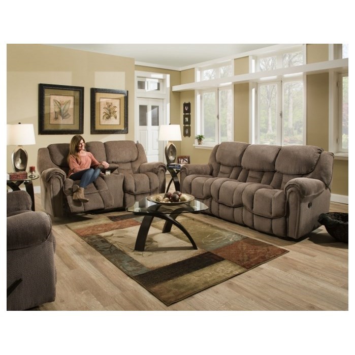 HomeStretch Del Mar 122 Casual Double Reclining Sofa with Pillow Arms